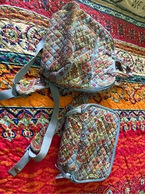 Vera Bradley Quilted Paisley Light Blue mini Backpack & lunch bag Set
